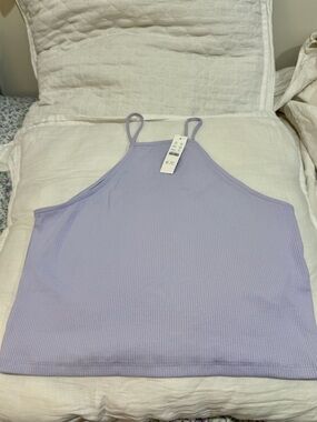 NWT J. Crew Light Lavender Vintage Rib Croppy Halter Top